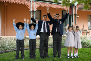 Six sets of twins ready for school